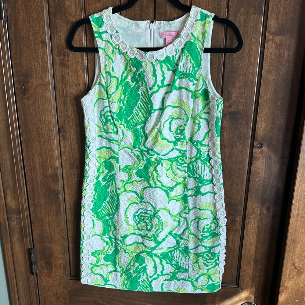 Lilly Pulitzer White & Green Floral Sheath Dress